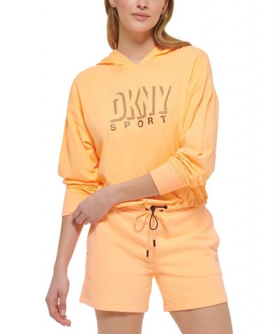 Women's Sport Dropout Shadow Logo T-shirt Hoodie Orange $15.29 Tops