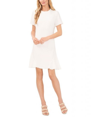 Women's A-Line Ruffled Neck Dress New Ivory $44.13 Dresses