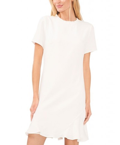 Women's A-Line Ruffled Neck Dress New Ivory $44.13 Dresses