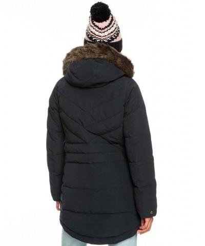 Juniors' Ellie Quilted Faux-Fur-Trim Hooded Jacket True Black $61.09 Jackets