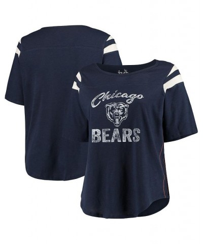 Women's Navy Chicago Bears Plus Size Curve Half-Sleeve T-shirt Navy $27.03 Tops