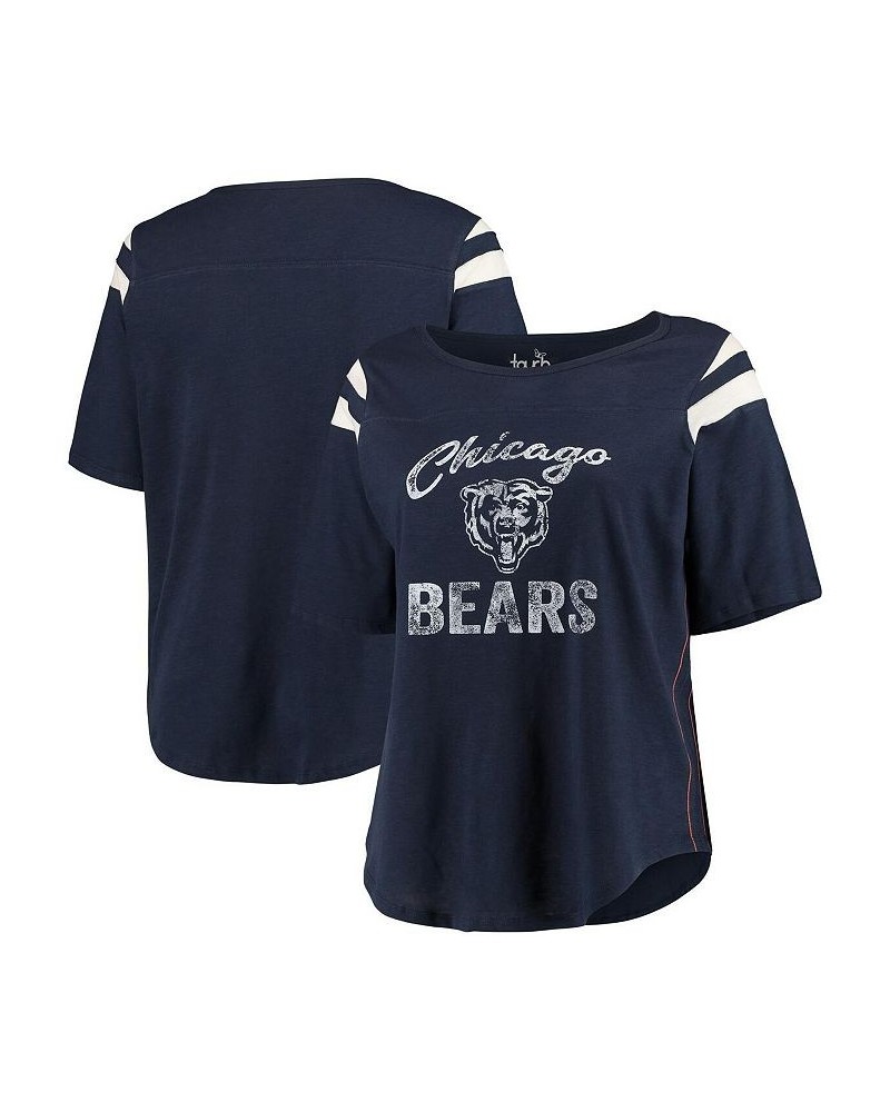 Women's Navy Chicago Bears Plus Size Curve Half-Sleeve T-shirt Navy $27.03 Tops