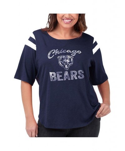 Women's Navy Chicago Bears Plus Size Curve Half-Sleeve T-shirt Navy $27.03 Tops