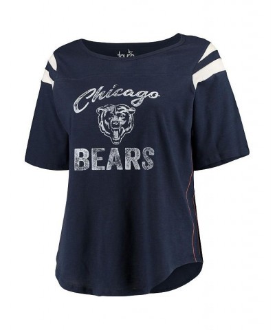 Women's Navy Chicago Bears Plus Size Curve Half-Sleeve T-shirt Navy $27.03 Tops