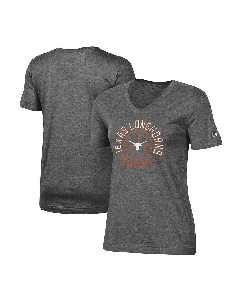 Women's Heathered Charcoal Texas Longhorns Basketball V-Neck T-shirt Heathered Charcoal $15.75 Tops