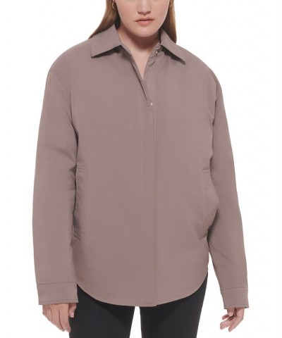 Women's Snap-Front Shirt Jacket Tan/Beige $48.85 Jackets