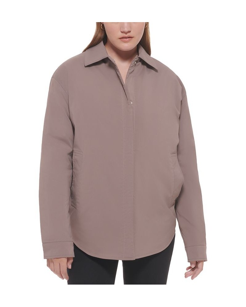 Women's Snap-Front Shirt Jacket Tan/Beige $48.85 Jackets