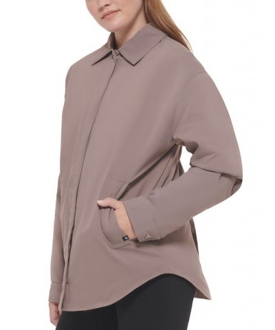 Women's Snap-Front Shirt Jacket Tan/Beige $48.85 Jackets