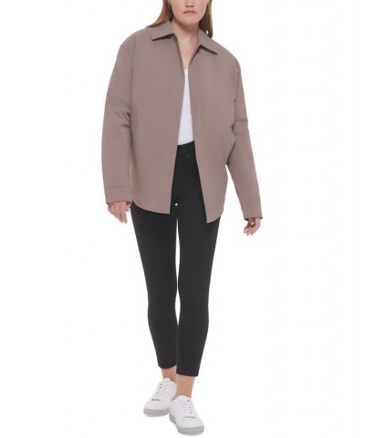 Women's Snap-Front Shirt Jacket Tan/Beige $48.85 Jackets