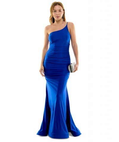 Juniors' One-Shoulder Side-Ruched Gown Royal $41.65 Dresses