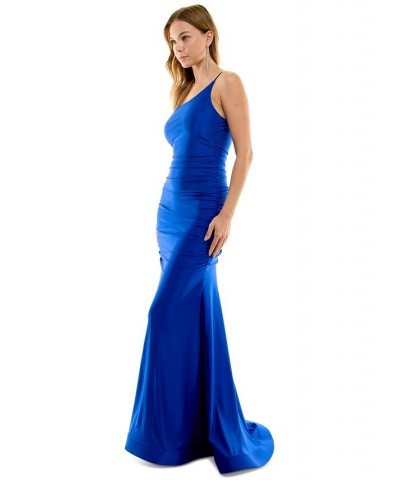 Juniors' One-Shoulder Side-Ruched Gown Royal $41.65 Dresses