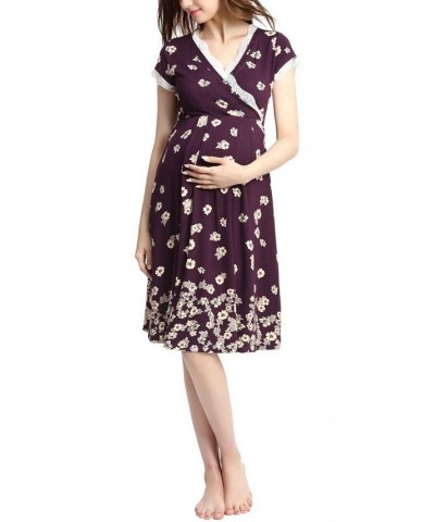 Kimi & Kai Shae Maternity Nursing Night Gown Eggplant $36.92 Sleepwear
