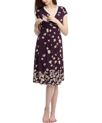 Kimi & Kai Shae Maternity Nursing Night Gown Eggplant $36.92 Sleepwear