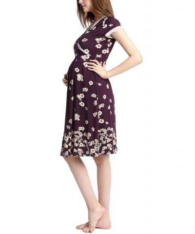 Kimi & Kai Shae Maternity Nursing Night Gown Eggplant $36.92 Sleepwear