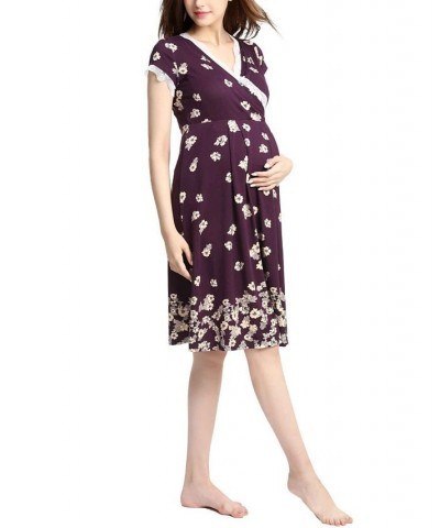 Kimi & Kai Shae Maternity Nursing Night Gown Eggplant $36.92 Sleepwear