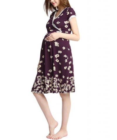 Kimi & Kai Shae Maternity Nursing Night Gown Eggplant $36.92 Sleepwear