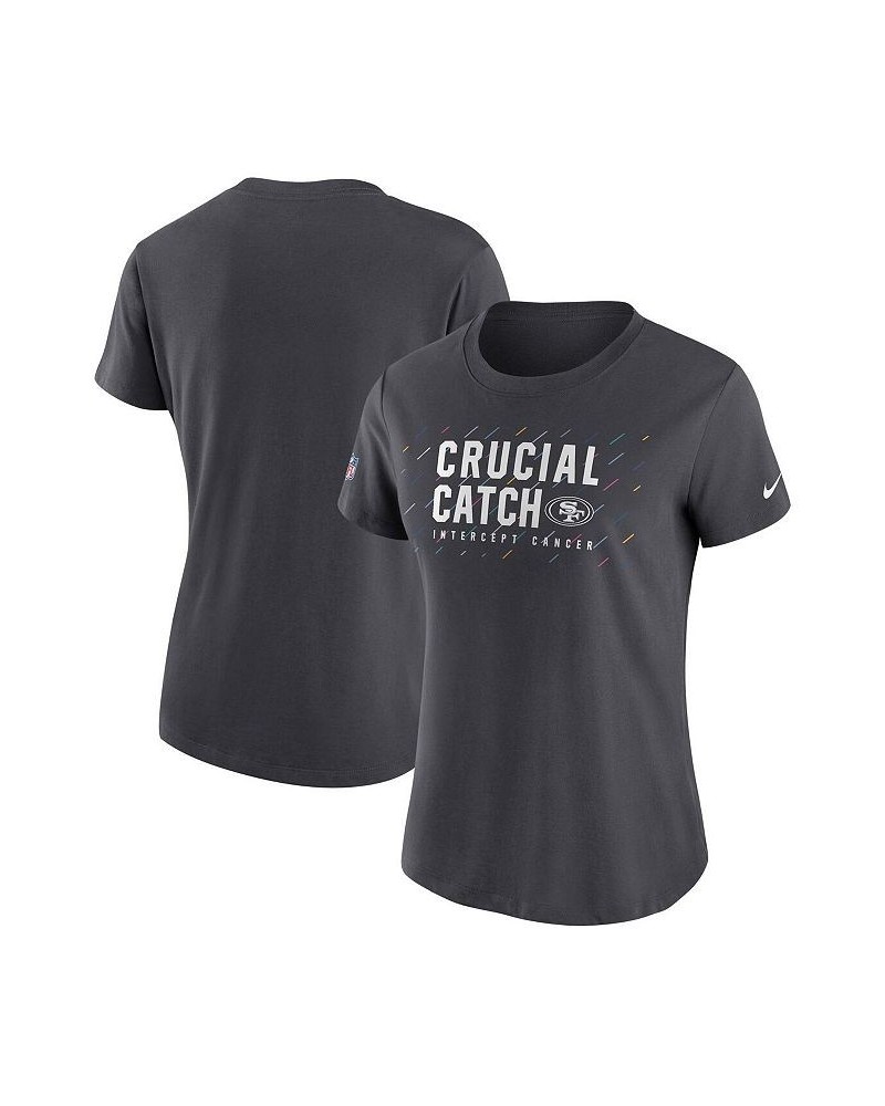 Women's Anthracite San Francisco 49ers 2021 NFL Crucial Catch Performance T-shirt Anthracite $19.43 Tops