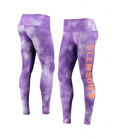 Women's Purple Clemson Tigers Cloud Dye Mist Leggings Purple $27.60 Pants