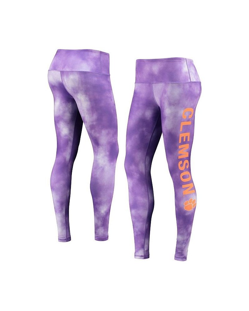 Women's Purple Clemson Tigers Cloud Dye Mist Leggings Purple $27.60 Pants