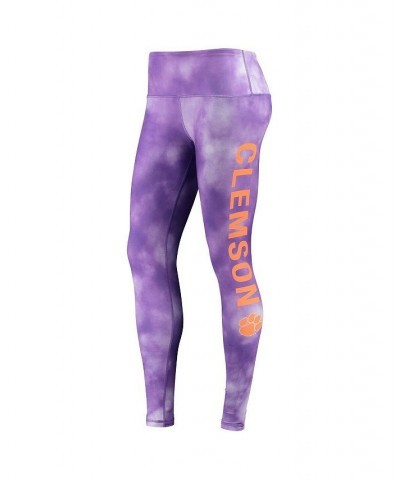 Women's Purple Clemson Tigers Cloud Dye Mist Leggings Purple $27.60 Pants