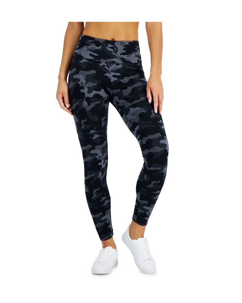 Women's Camo-Print High Rise Leggings Black $10.89 Pants