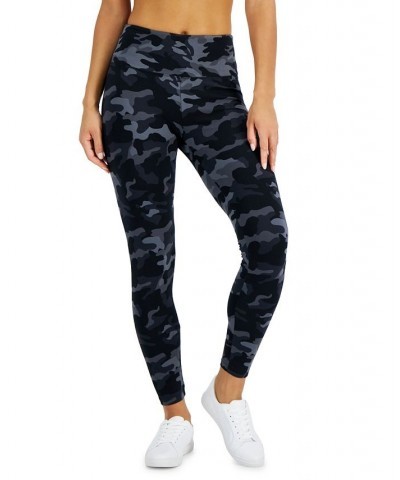 Women's Camo-Print High Rise Leggings Black $10.89 Pants