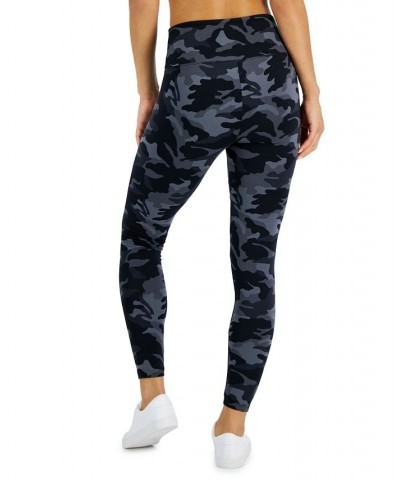 Women's Camo-Print High Rise Leggings Black $10.89 Pants