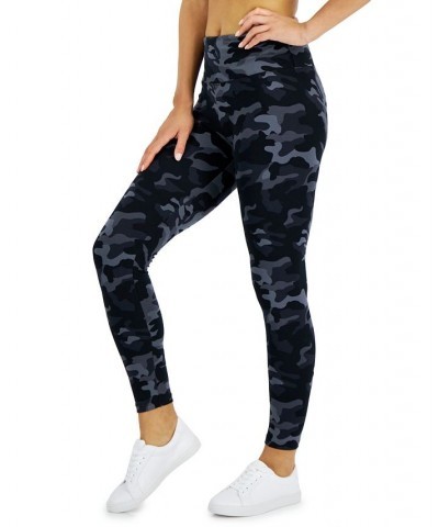 Women's Camo-Print High Rise Leggings Black $10.89 Pants