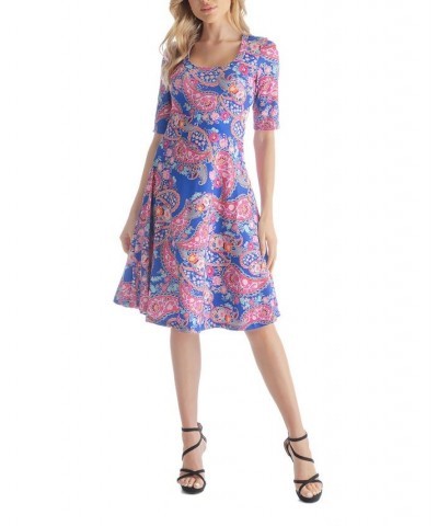 Women's Elbow-Length Sleeves T-shirt Dress Pink Multi $34.04 Dresses