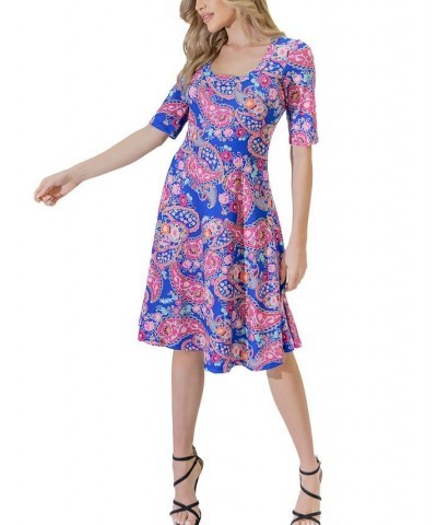 Women's Elbow-Length Sleeves T-shirt Dress Pink Multi $34.04 Dresses