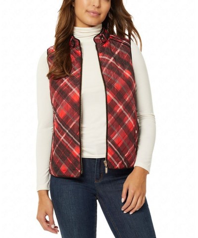 Women's Quilted Zip Front Vest Jacket Rouge Combo $34.06 Jackets