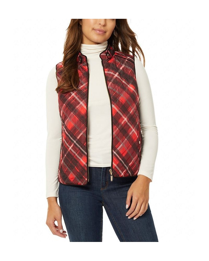 Women's Quilted Zip Front Vest Jacket Rouge Combo $34.06 Jackets