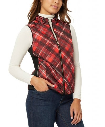 Women's Quilted Zip Front Vest Jacket Rouge Combo $34.06 Jackets