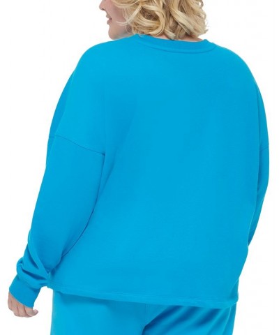 Plus Size Logo Fleece Crewneck Sweatshirt Blue $19.24 Sweatshirts