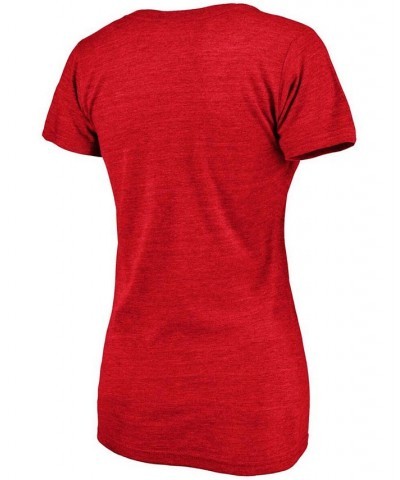 Women's Heathered Red Cincinnati Reds Core Weathered Tri-Blend V-Neck T-shirt Heather Red $25.64 Tops