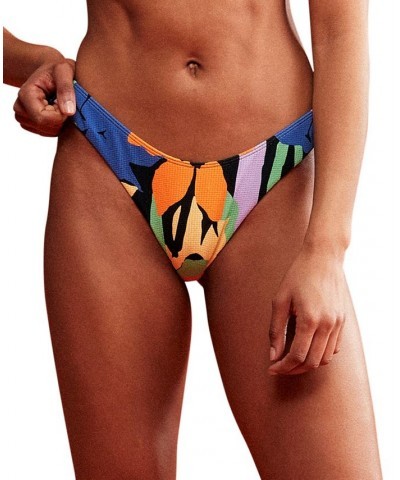 Juniors' Color Jam Printed High-Leg Bikini Bottoms Anthracite Flower Jammin $29.00 Swimsuits