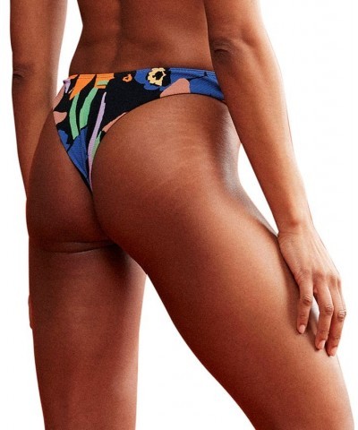 Juniors' Color Jam Printed High-Leg Bikini Bottoms Anthracite Flower Jammin $29.00 Swimsuits