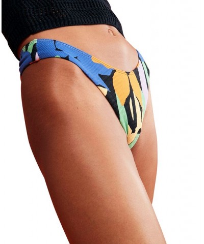 Juniors' Color Jam Printed High-Leg Bikini Bottoms Anthracite Flower Jammin $29.00 Swimsuits