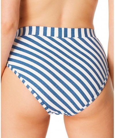 Women's Lickity Split High-Waisted Bottoms Blue/White Stripe $28.80 Swimsuits