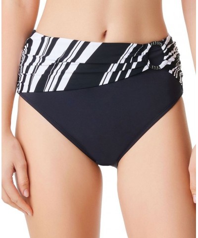 New Wave Draped High-Waist Bikini Bottoms Black $32.25 Swimsuits