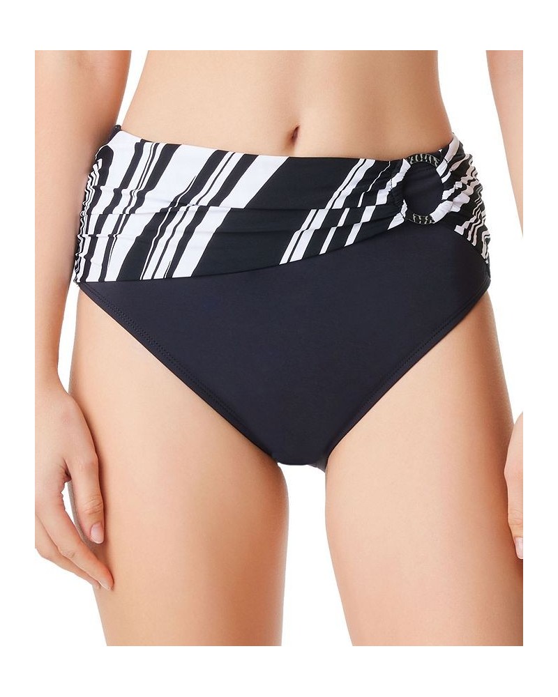 New Wave Draped High-Waist Bikini Bottoms Black $32.25 Swimsuits