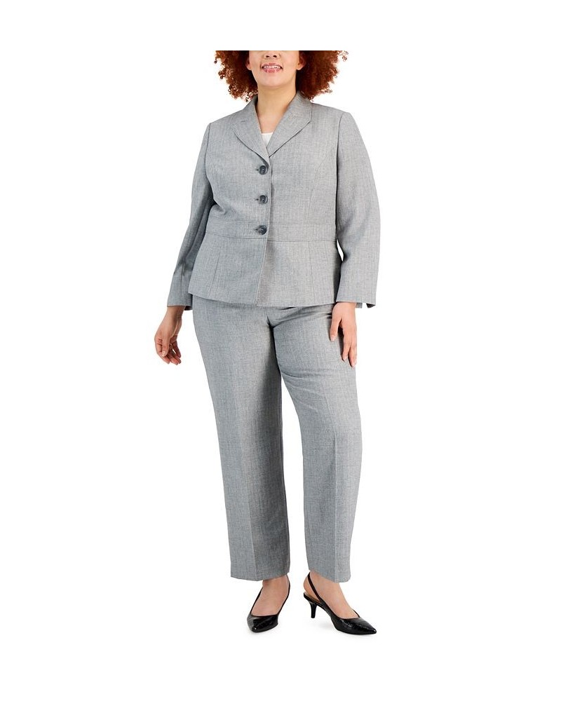 Plus Size Three-Button Pantsuit Gray $64.60 Pants