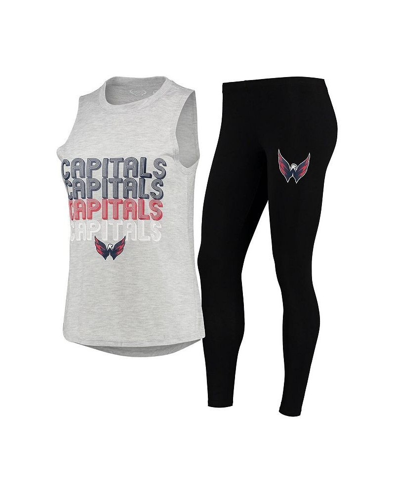 Women's Heathered Gray Black Washington Capitals Profound Tank Top and Leggings Sleep Set Heathered Gray, Black $31.19 Pajama