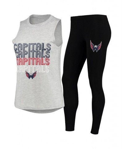 Women's Heathered Gray Black Washington Capitals Profound Tank Top and Leggings Sleep Set Heathered Gray, Black $31.19 Pajama