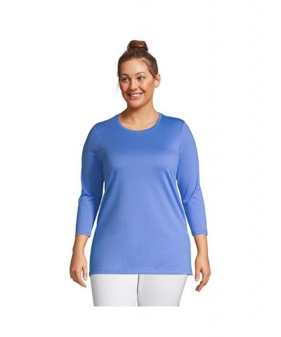 Women's Plus Size 3/4 Sleeve Cotton Supima Crewneck Tunic Hot pink $30.18 Tops