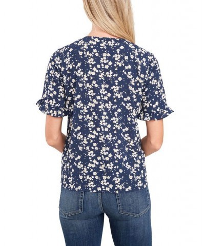 Women's Daisy Dots Ruffled Sleeve Top Blue Daisy Dots $32.39 Tops