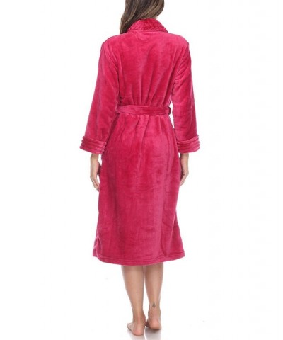 Women's Long Cozy Loungewear Belted Robe Burgundy $24.19 Sleepwear