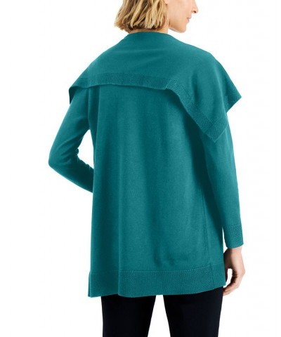 Petite Envelope-Neck Open-Front Solid Cardigan Highland Green $13.22 Sweaters