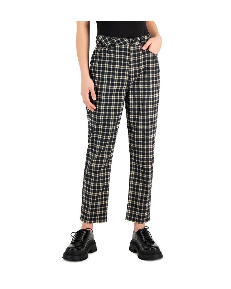 Women's Plaid Cinched-Waist Mom Jeans Bear Plaid $11.70 Jeans