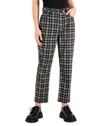 Women's Plaid Cinched-Waist Mom Jeans Bear Plaid $11.70 Jeans